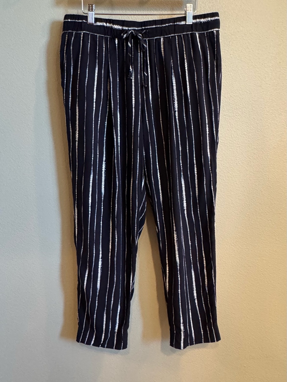 Banana Republic Navy and White Stripe Drawstring Joggers
